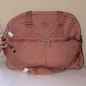 Kipling Blush Pink Tote Bag with front pockets, back pocket, new